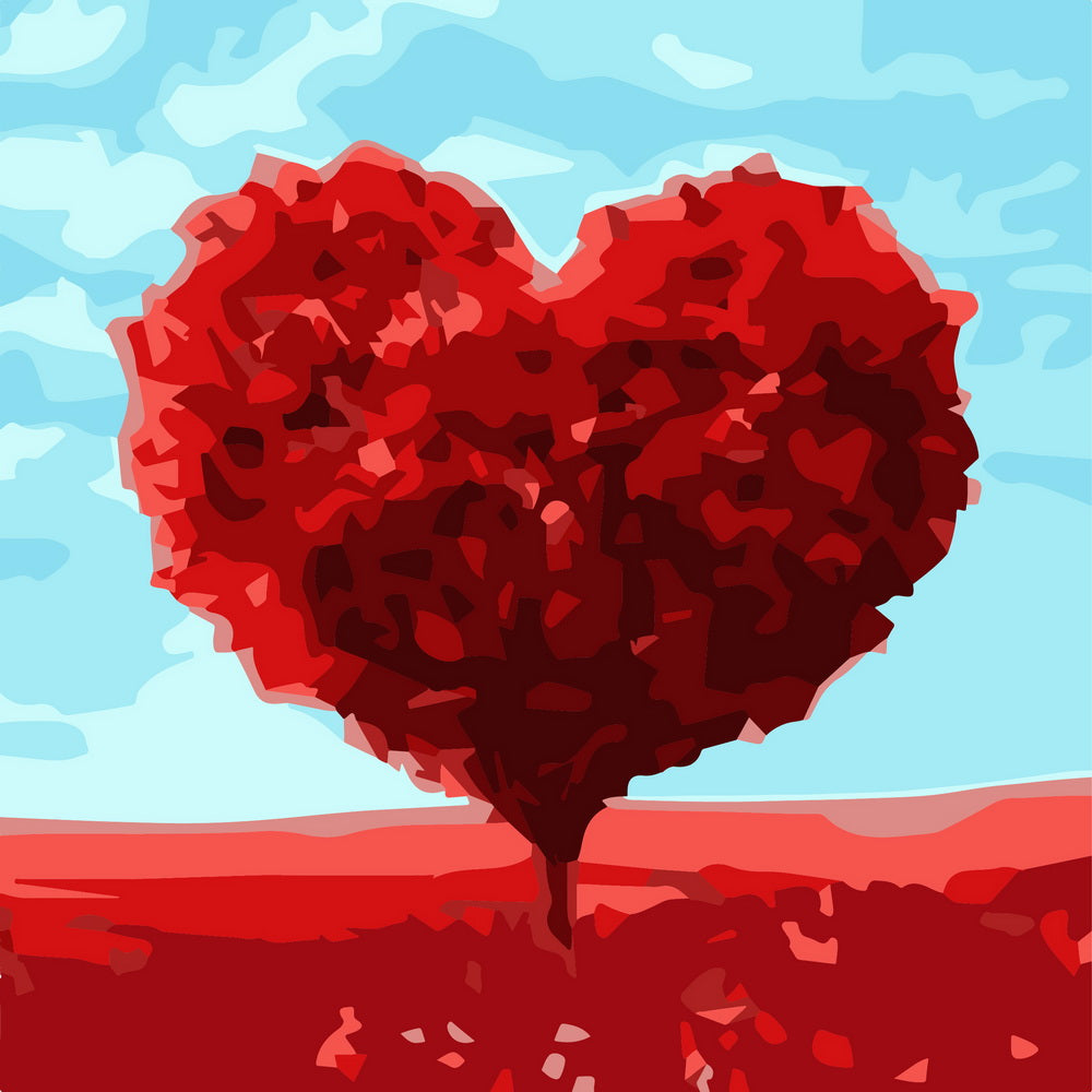 Mini Diamond Painting 25x25cm - Tree with Heart Shape Figured'Art UK