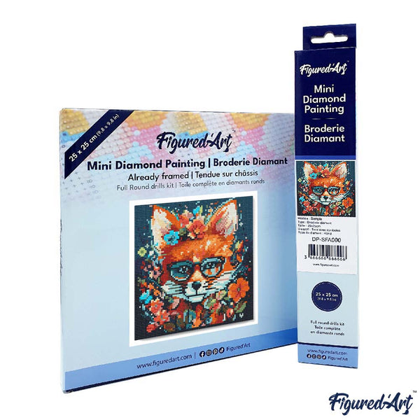 Mini Diamond Painting 25x25cm - Fantasy fox and flowers