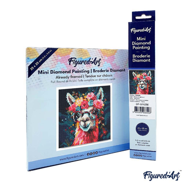 Mini Diamond Painting 25x25cm - Fantasy llama and flowers