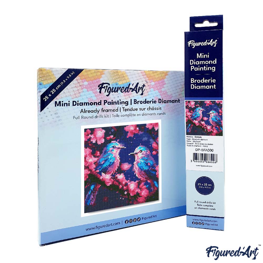 Mini Diamond Painting 25x25cm - Shimmering Bluebirds