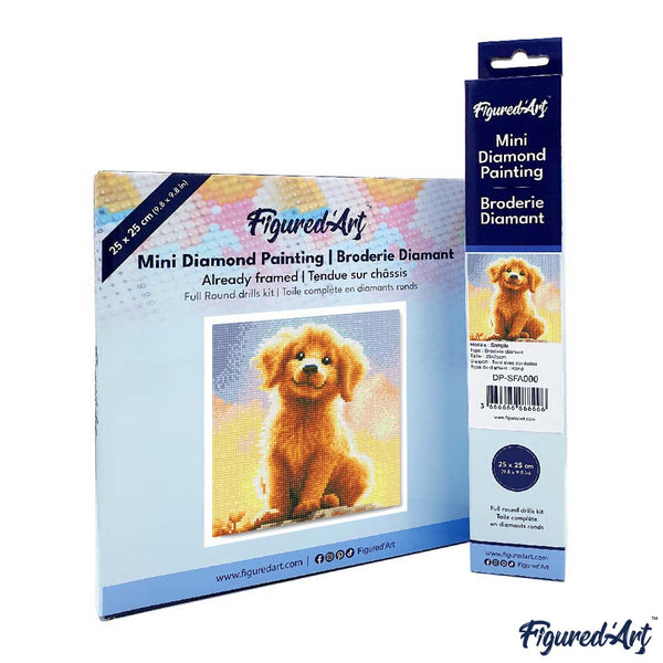 Mini Diamond Painting 25x25cm - Cute Golden Retriever Pup