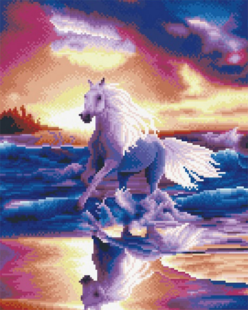 Diamond Painting - Galoping horse by the sea