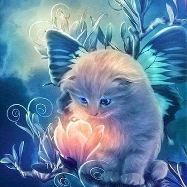 Diamond Painting - Curious little Cat and Magic Flower