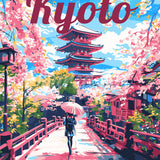 Paint by numbers kit for adults Travel Poster Kyoto in Bloom Figured'Art UK