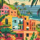 Paint by numbers kit for adults Moroccan Seaside Town Figured'Art UK