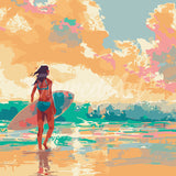 Paint by numbers kit for adults Surf Girl at Dawn Figured'Art UK