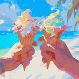 Paint by numbers kit for adults Beachside Ice Cream Figured'Art UK