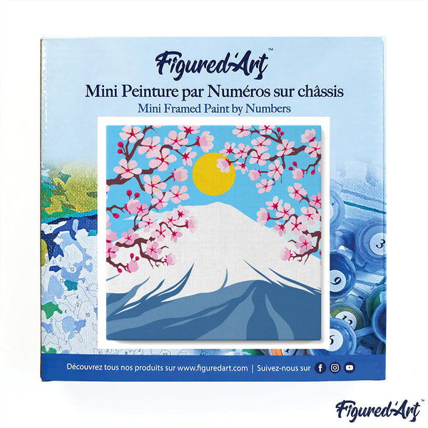 Mini Paint by numbers Cherry blossom and Fuji Mt. 20x20cm already framed
