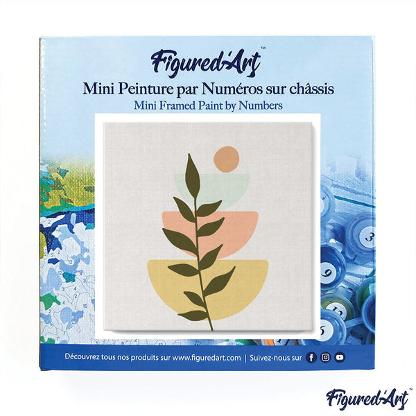 Mini Paint by numbers Abstract Bohemian Botanical Art Set 2 of 4 20x20cm already framed