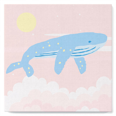 Mini Paint by numbers Pastel Flying Whale 20x20cm already framed