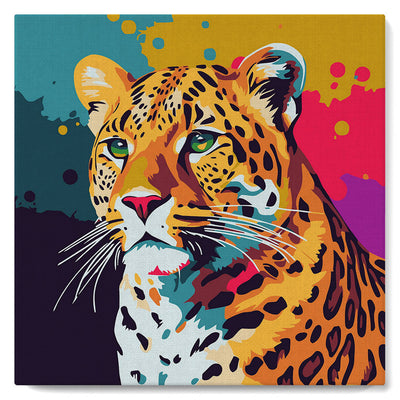 Mini Paint by numbers Leopard Abstract Pop Art 20x20cm already framed Figured'Art UK