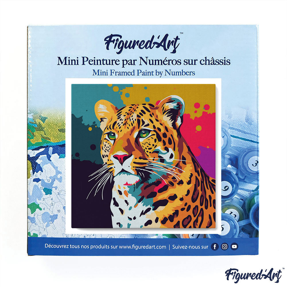 Mini Paint by numbers Leopard Abstract Pop Art 20x20cm already framed