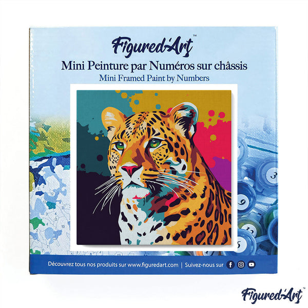 Mini Paint by numbers Leopard Abstract Pop Art 20x20cm already framed