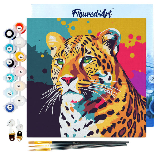 Mini Paint by numbers Leopard Abstract Pop Art 20x20cm already framed