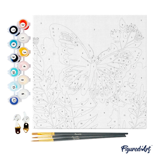 Mini Paint by numbers Tropical Butterfly 20x20cm already framed