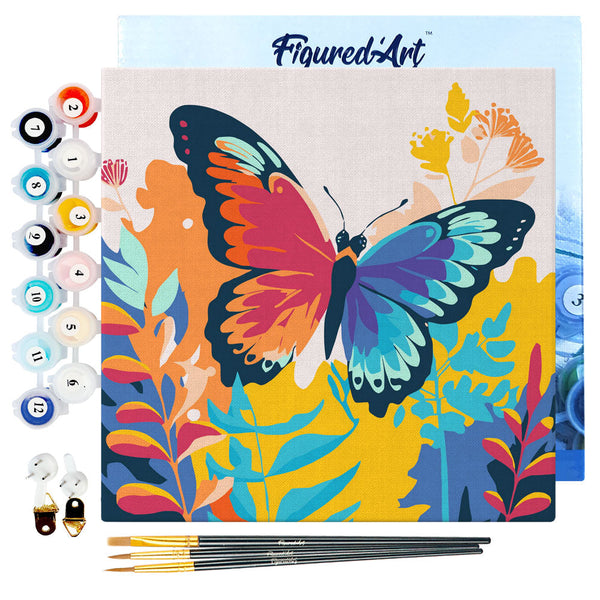 Mini Paint by numbers Tropical Butterfly 20x20cm already framed