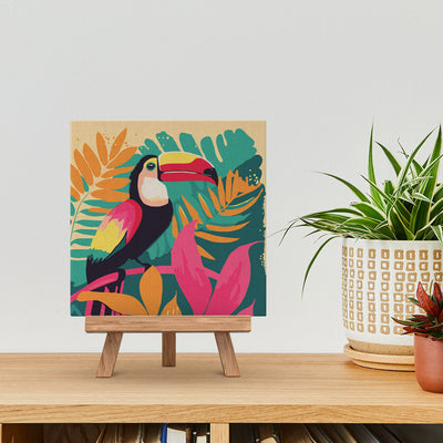 Mini Paint by numbers Tropical Toucan 20x20cm already framed