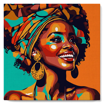 Mini Paint by numbers African Queen Pop Art 20x20cm already framed Figured'Art UK