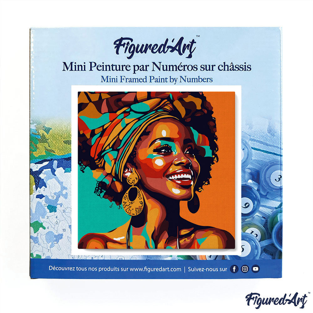 Mini Paint by numbers African Queen Pop Art 20x20cm already framed