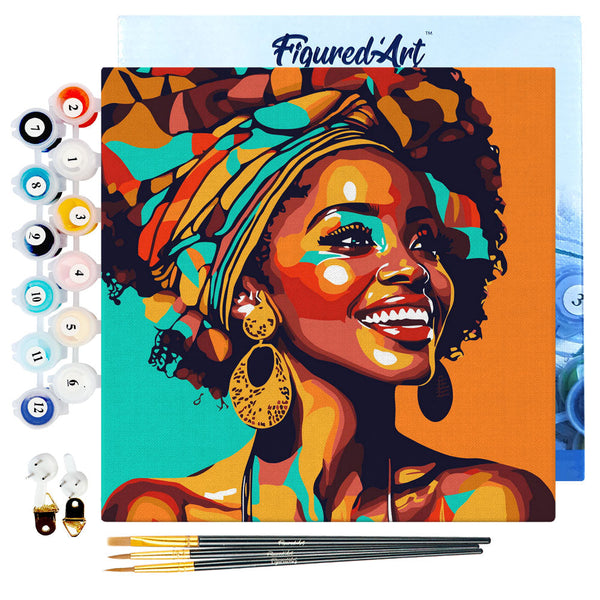 Mini Paint by numbers African Queen Pop Art 20x20cm already framed