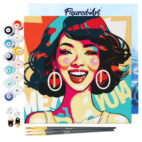 Mini Paint by numbers Charming Lady Pop Art 20x20cm already framed
