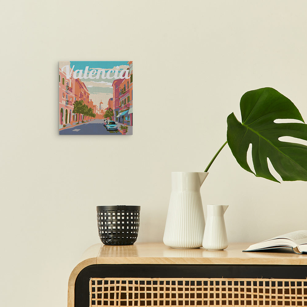 Mini Paint by numbers Travel Poster Valencia 20x20cm already framed