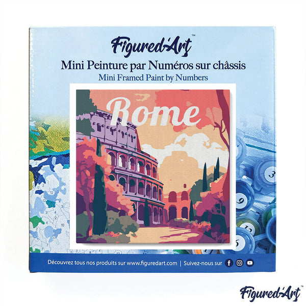 Mini Paint by numbers Travel Poster Rome 20x20cm already framed