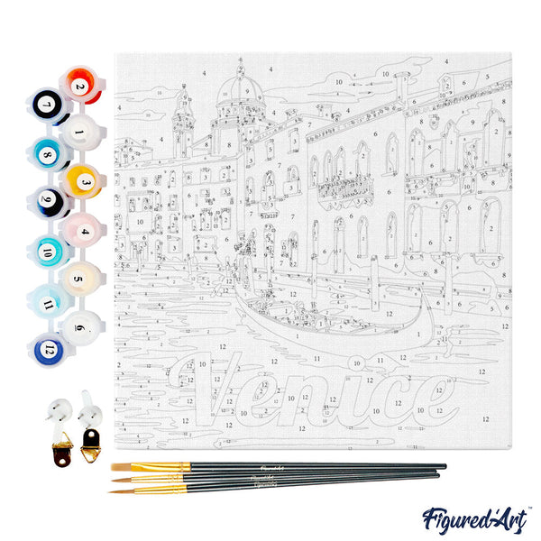 Mini Paint by numbers Travel Poster Venice 20x20cm already framed