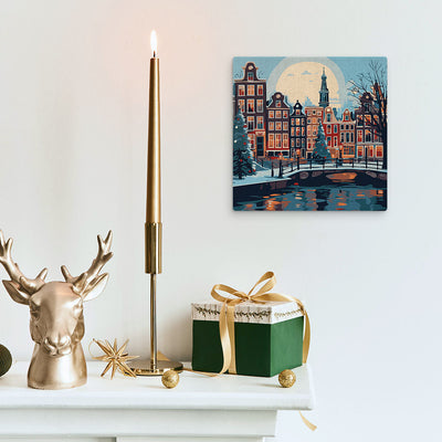 Mini Paint by numbers Christmas in Amsterdam 20x20cm already framed