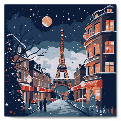 Mini Paint by numbers Christmas in Paris 20x20cm already framed Figured'Art UK