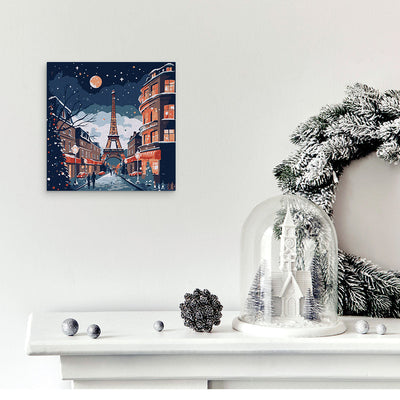 Mini Paint by numbers Christmas in Paris 20x20cm already framed