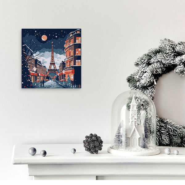 Mini Paint by numbers Christmas in Paris 20x20cm already framed