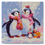 Mini Paint by numbers Penguin Family in Snow 20x20cm already framed Figured'Art UK
